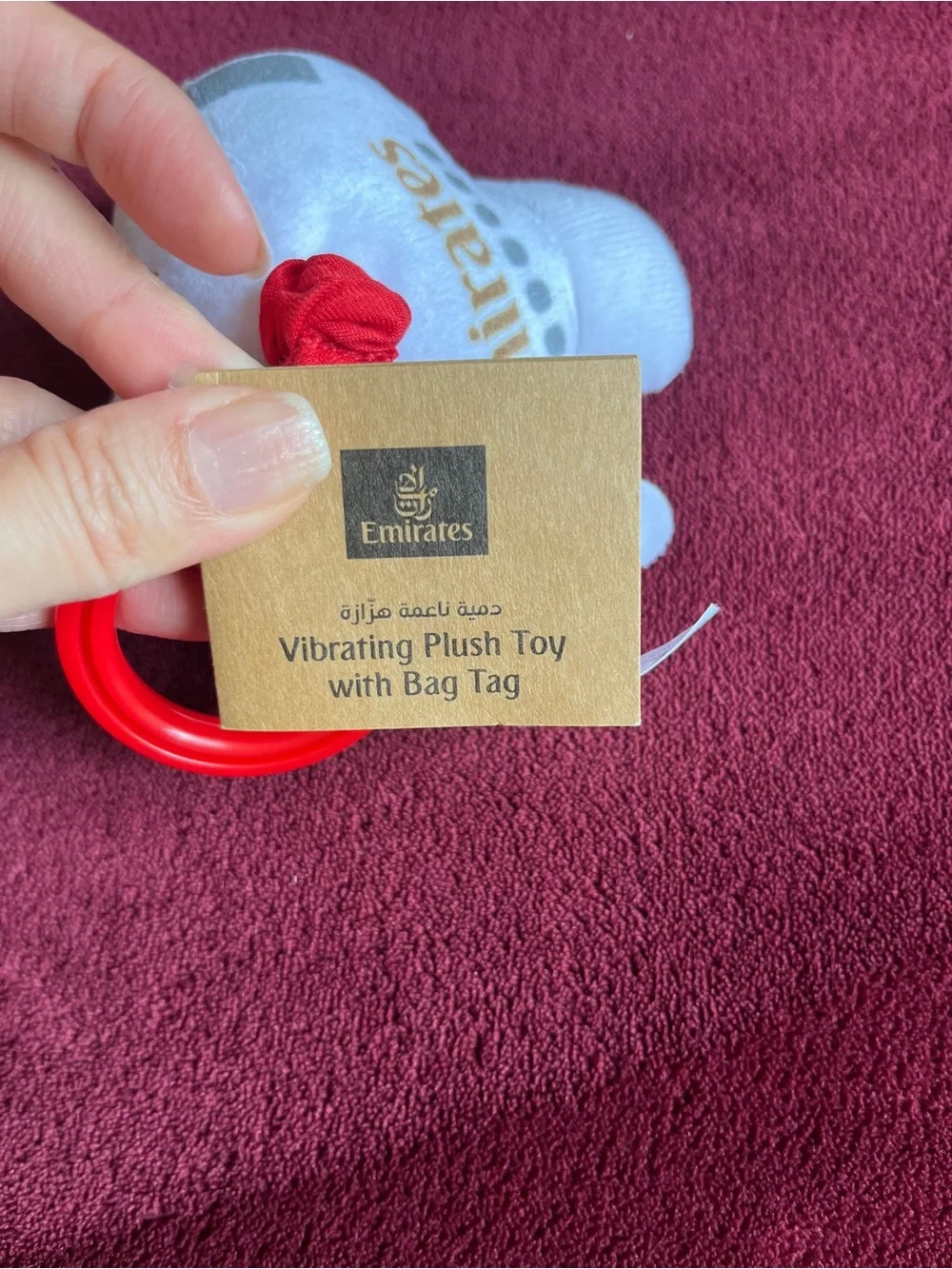 Emirates White Plush Airplane Keyring Toy - Kids Vehicles